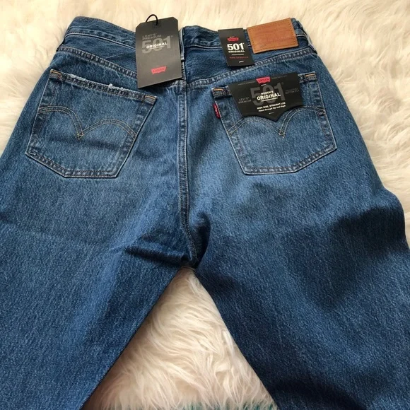 NWT Levi’s 501 Jeans 29 32 Mom Jean Straight Leg dark wash summer spring cute - Picture 11 of 11